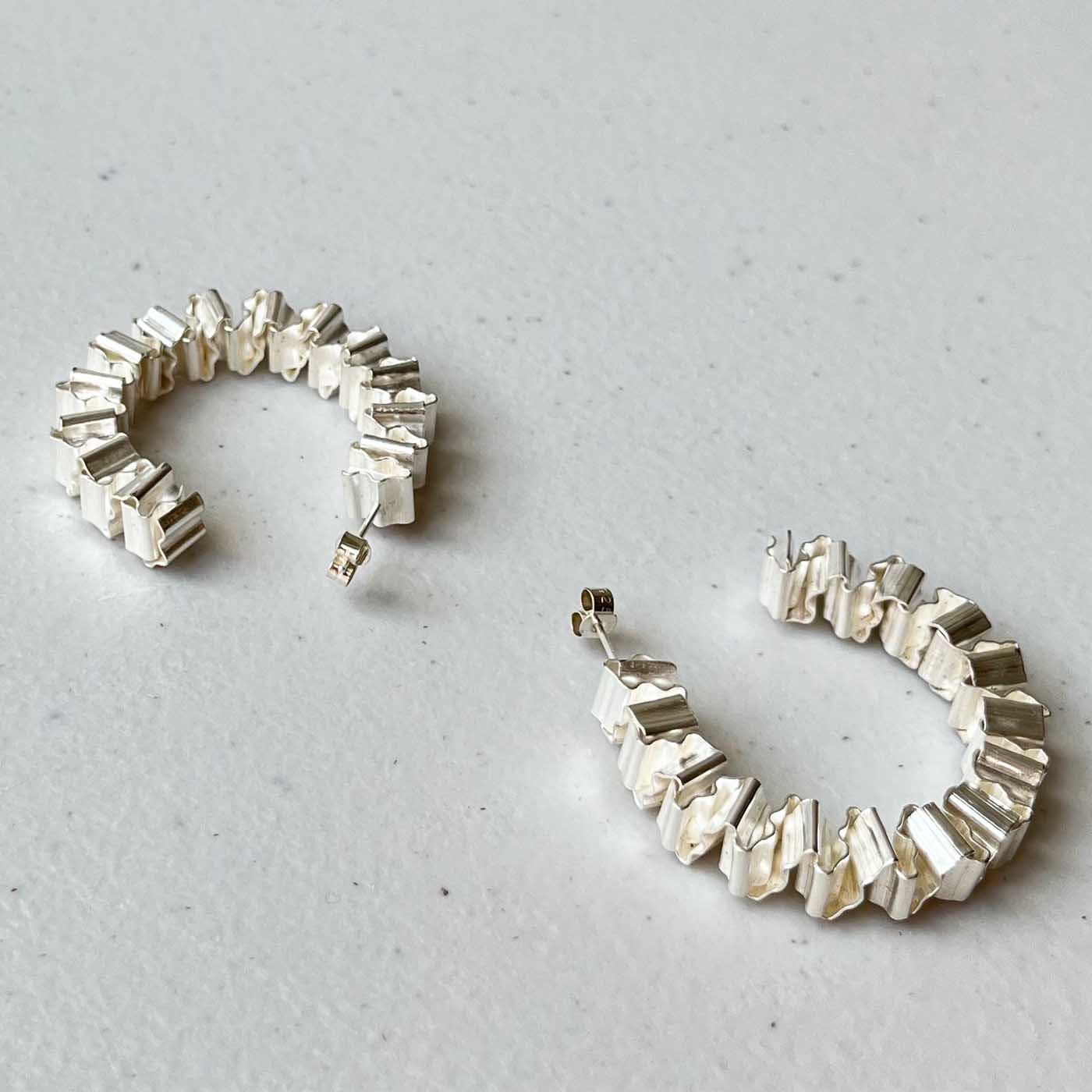 XYZ Hoop Earrings in Hand-Folding Britannia Silver